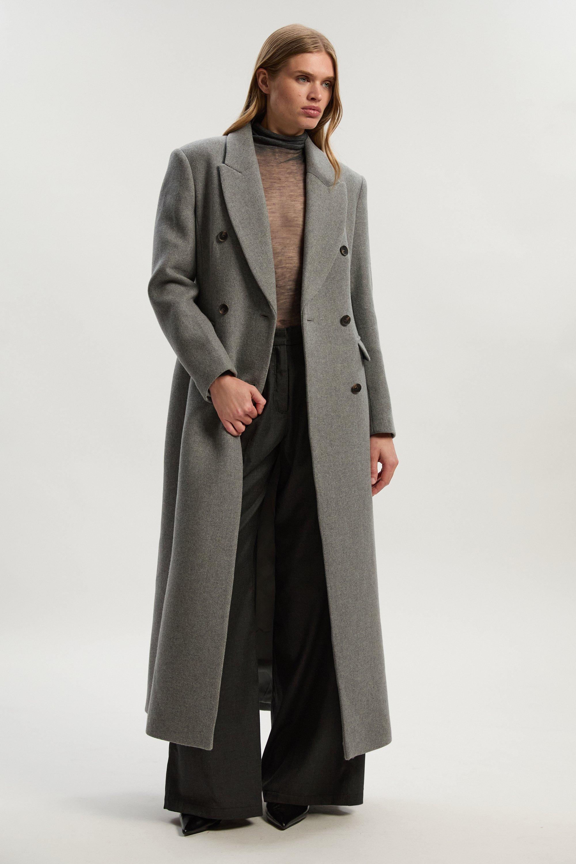 Karen Millen：テイラード ウール マキシコート Tailored Wool Blend Belted Maxi Wrap Coat | Karen Millen